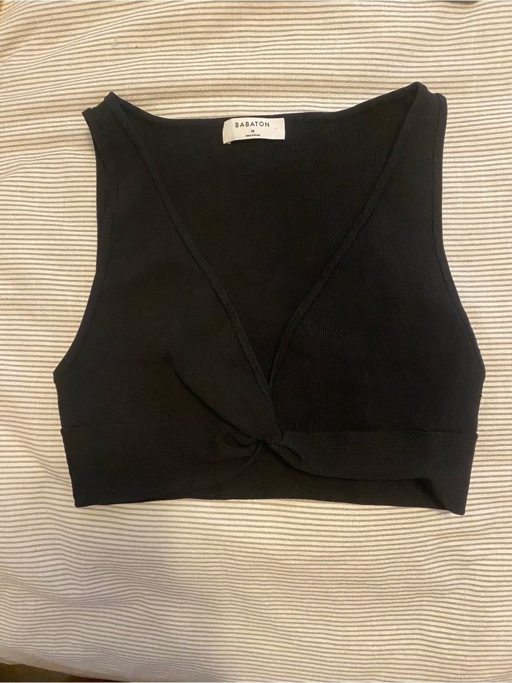 Babaton Black Twist-Knot Crop Top